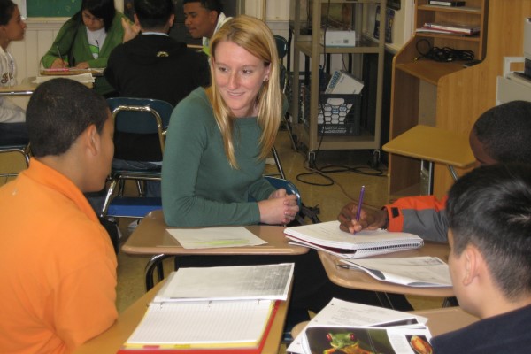 Kathryn Rooney with students